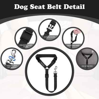 Dog Seat Belt for Car, Headrest Restraint Safety Lead, Dogs Cats