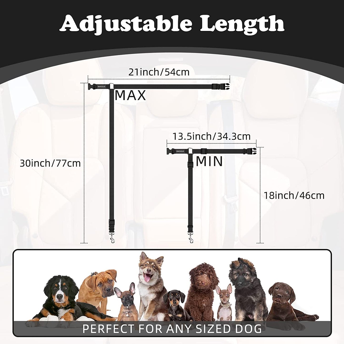 Dog Seat Belt for Car, Headrest Restraint Safety Lead, Dogs Cats