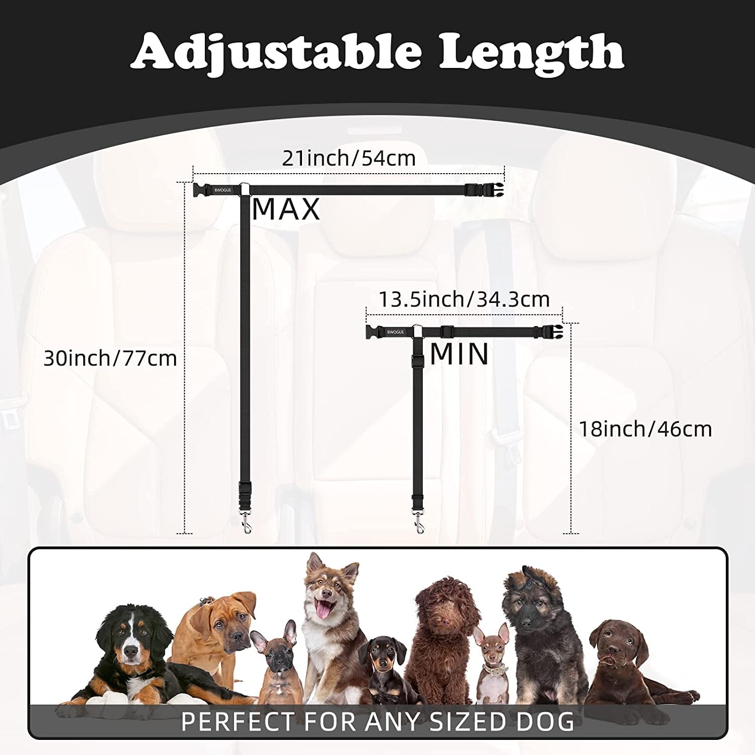 Dog Seat Belt for Car, Headrest Restraint Safety Lead, Dogs Cats