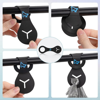 Dog Waste Bag Holder for Leash - Poop Bag Dispenser for Walking, Running, and Biking - Set of 2 (Black & Pink)
